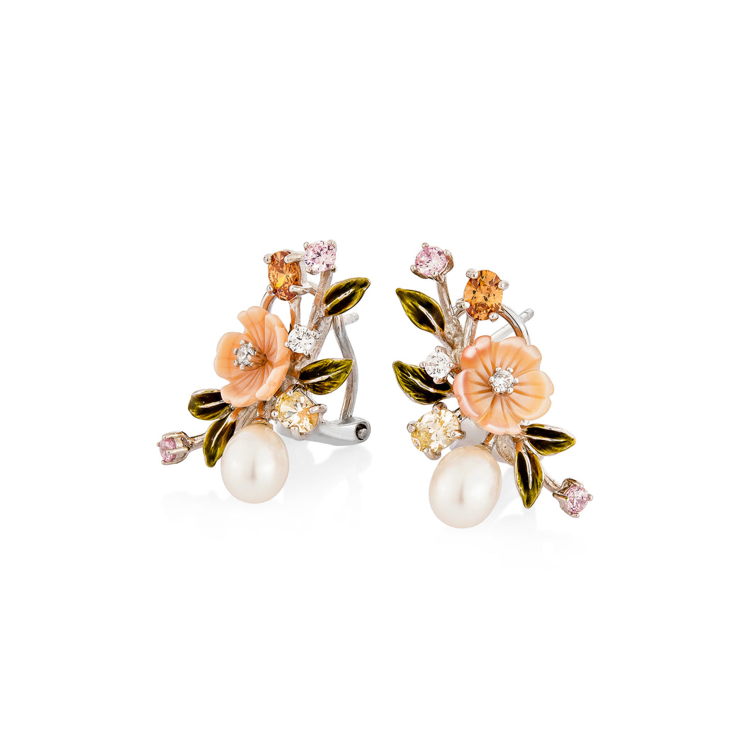 Anthia Jewelry Sea Floral Shell Stud Silver Earrings