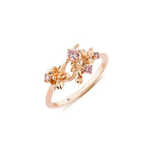 Load image into Gallery viewer, Pink Gold Wildflower dainty stackable silver ring, everyday jewelry, gift, promise ring, friendship ring
