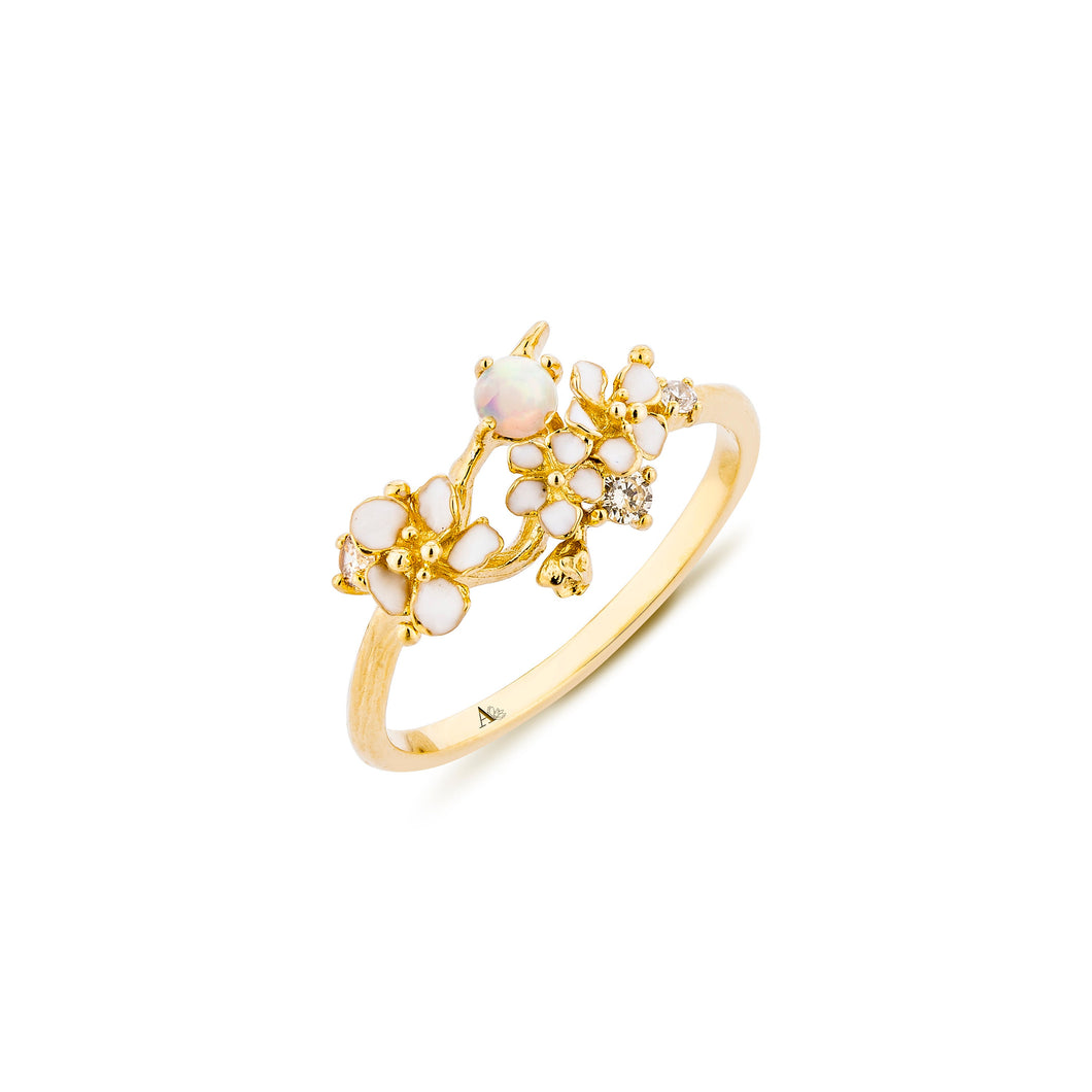 Gold Wildflower dainty stackable silver ring, everyday jewelry, gift, promise ring, friendship ring