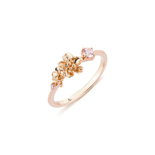 Load image into Gallery viewer, Pink Gold Wildflower dainty stackable silver ring, everyday jewelry, gift, promise ring, friendship ring
