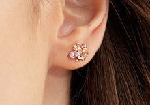 Load image into Gallery viewer, Pink Gold Wild flower dainty silver stud earring, everyday jewelry, gift
