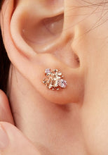 Load image into Gallery viewer, Pink Gold Wild flower dainty silver stud earring, everyday jewelry, gift
